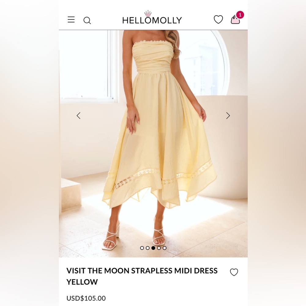 Hello Molly Strapless Yellow Dress